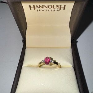 14 KY gold ring & pink topaz